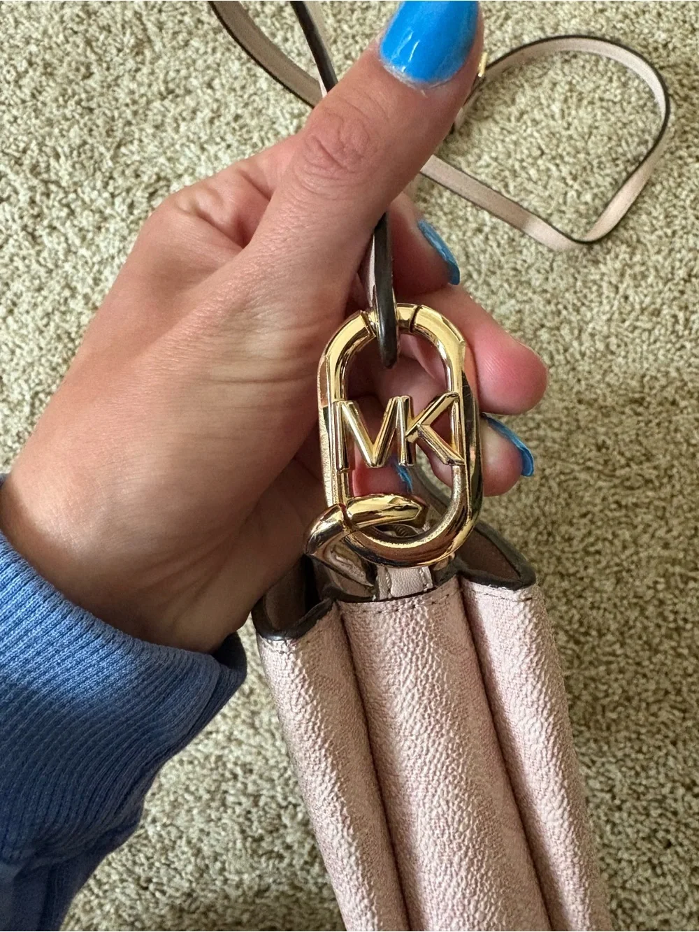 Michael Kors Light Pink Leather Crossbody Bag with Gold Hardware